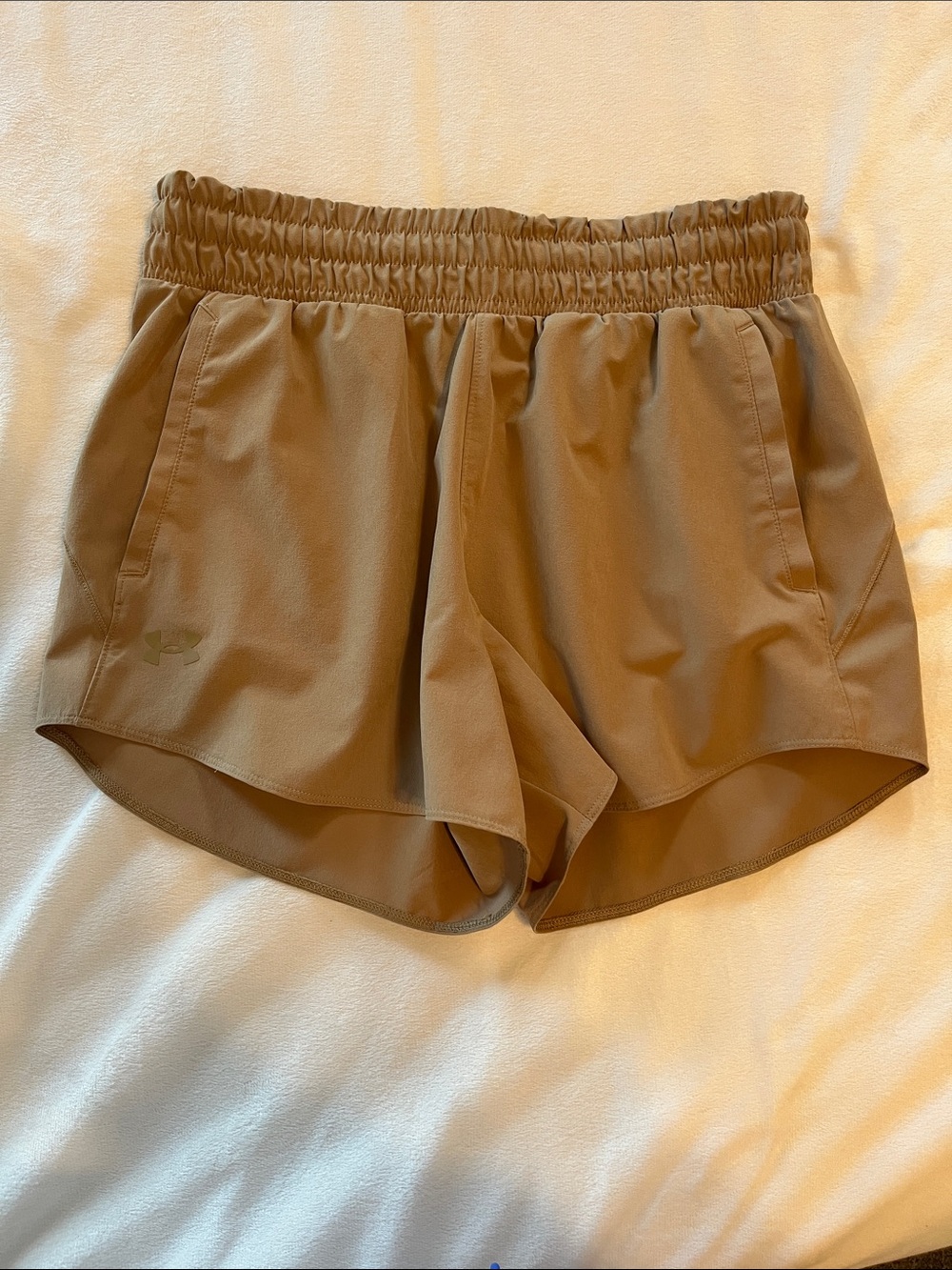 Under Armour Women's Tan Elastic-Waist Training Shorts